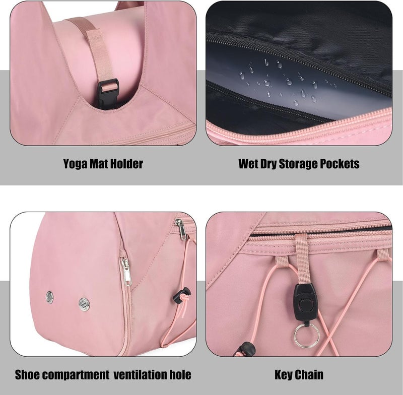 forestfish Gym Bag For Women With Yoga Mat Holder & Shoe Compartment & Wet Dry Storage Pocket & Adjustable Strap - Image 4